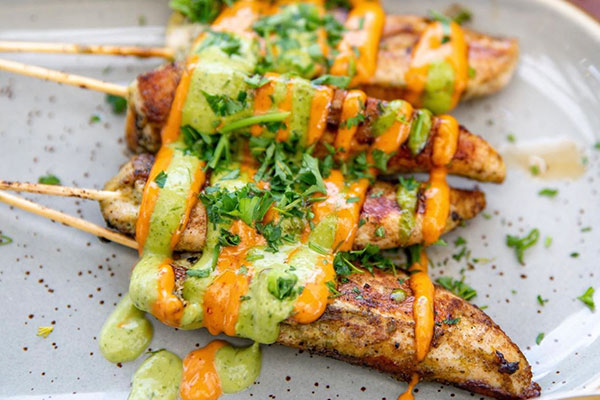Cilantro-Lime Marinated Chicken Skewers •